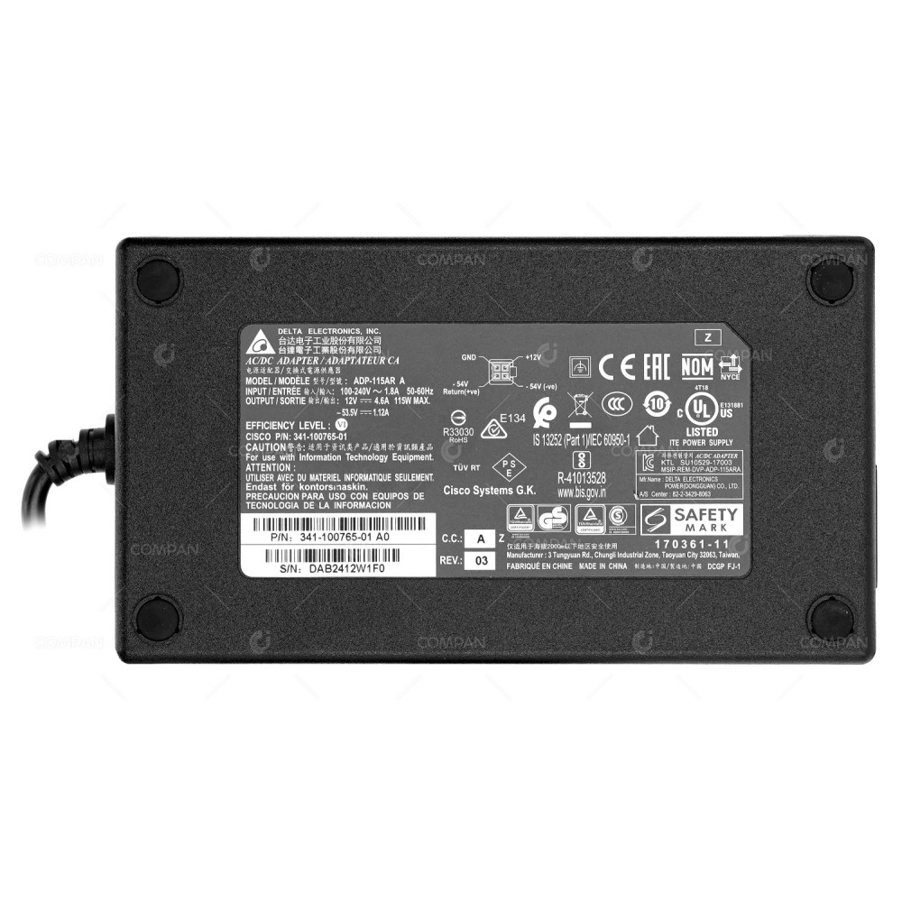 341-100765-01  DELTA 115W MAX ADP-115AR A 12V 4.6A AC/DC ADAPTER CISCO P/N 341-100765-01 4 PIN
